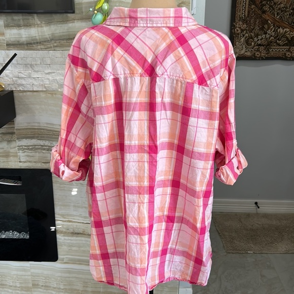 Croft & Barrow Pink With Orange Plaid‎ Shirt. Size 3X (118) - Picture 7 of 14